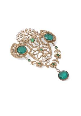 Men Statement Artificial Stones And Beads Studded Royal Sheen Brooch