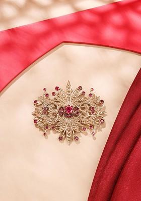 Men Stones Studded Floral Brooch