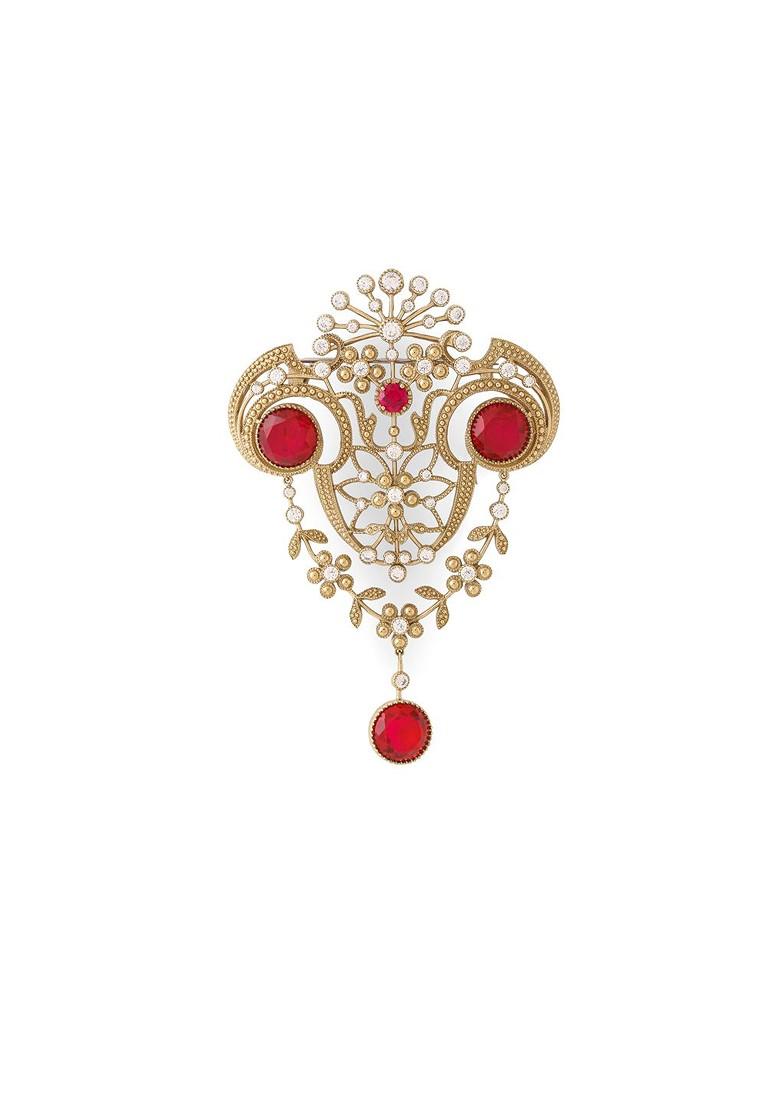 Men Royal Sheen Stone Studded Charm Brooch