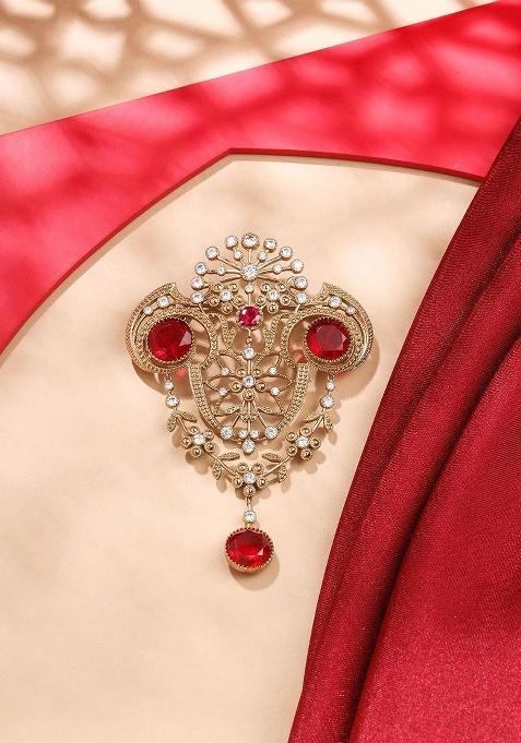 Men Royal Sheen Stone Studded Charm Brooch