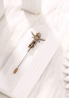 Men Brass Cyclist Charm Lapel Pin