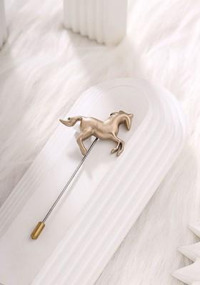 Men Brass Horse Charm Lapel Pin