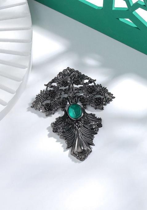 Men Stone Studded Brooch