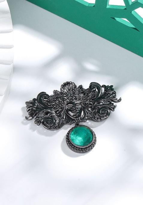 Men Stone Studded Brooch