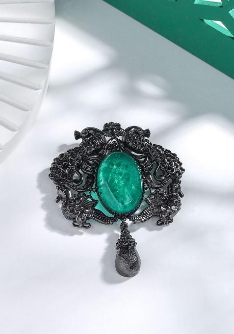 Men Stone Studded Brooch