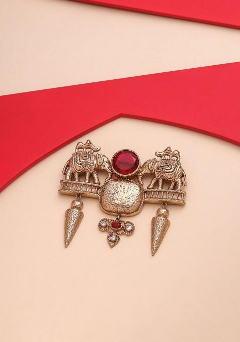 Men Stone Studded Brooch