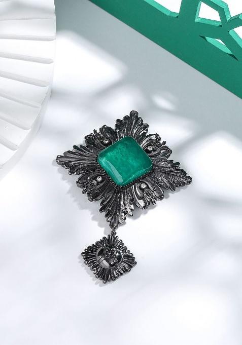 Men Stone Studded Brooch