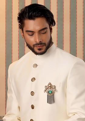 Men Stone Studded Brooch