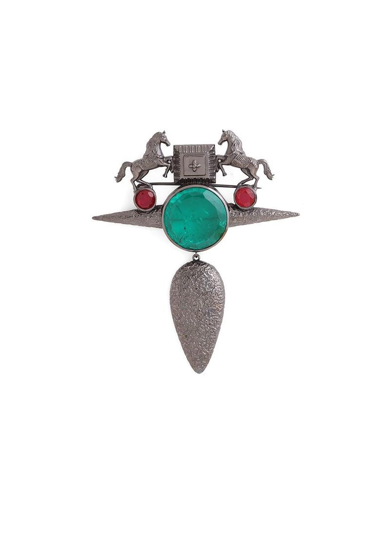 Men Stone Studded Brooch