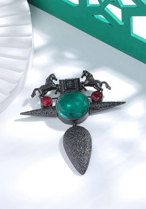 Men Stone Studded Brooch