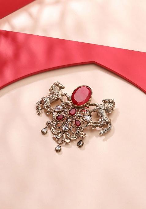 Men Stone Studded Brooch