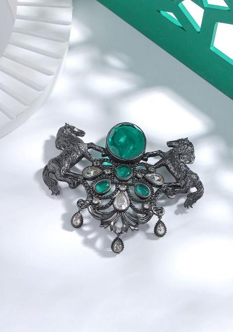 Men Stone Studded Brooch