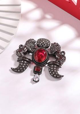 Men Stone Studded Brooch