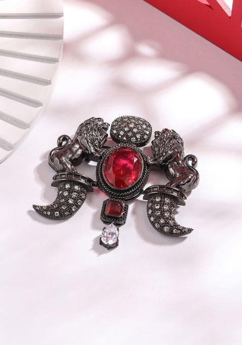 Men Stone Studded Brooch
