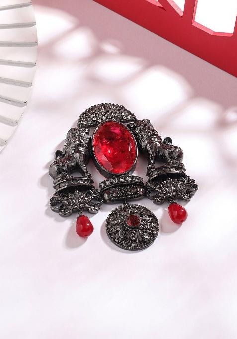 Men Stone Studded Brooch