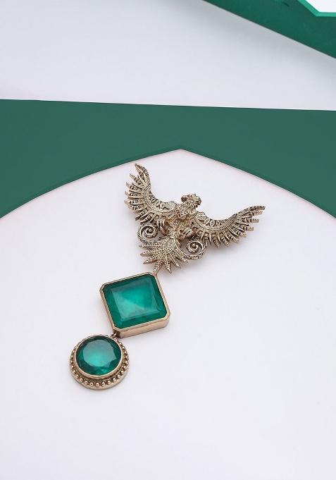 Men Stone Studded Brooch