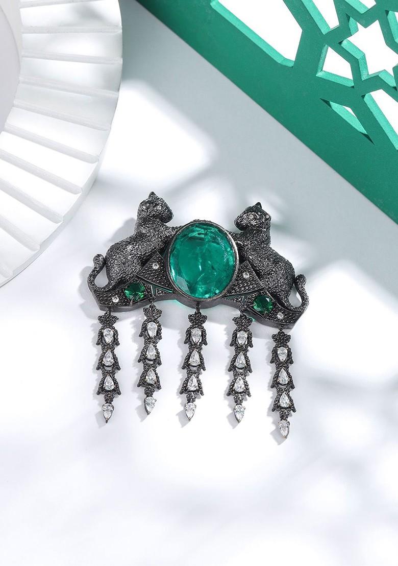 Men Stone Studded Brooch