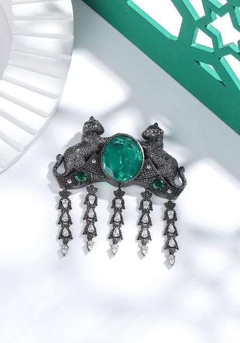 Men Stone Studded Brooch