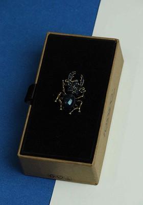 Men Stone Studded Beetle Design Brooch