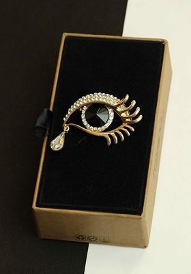 Men Stone Studded Eye Charm Brooch