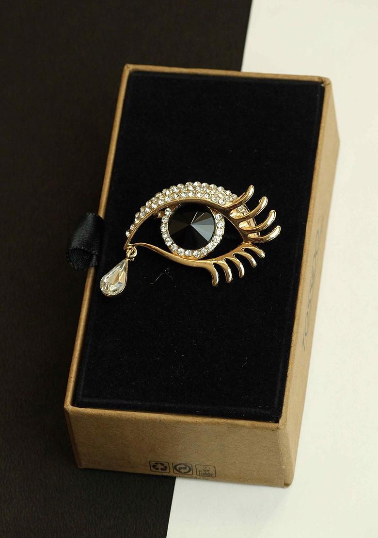 Men Stone Studded Eye Charm Brooch