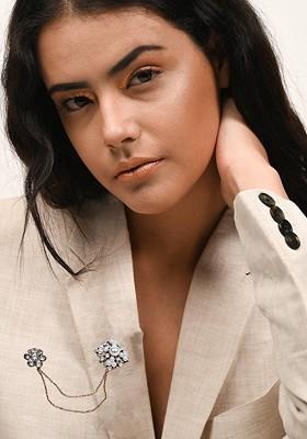 Beaded With Crystal Embellished Floral Brooch