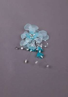 Blue Vibrant Floral Brooch - Indya