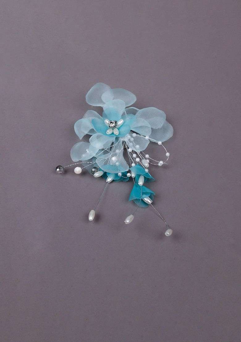 Blue Vibrant Floral Brooch - Indya
