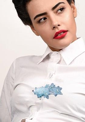 Women Flower Beads Embellished Detail Brooch