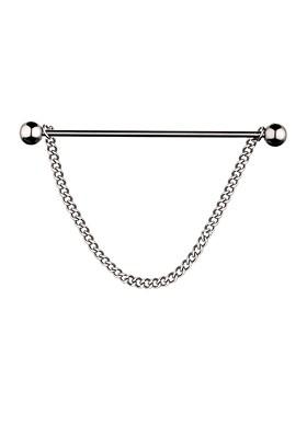 Men Textured Detail Collar Bar With Removable Chain Lapel Pin