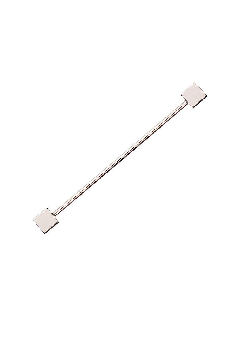 Men Silver Plated Cube Collar Bar Brooch