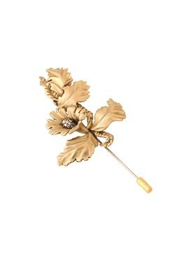 Men Brass Golden Flower Charm Lapel Pin