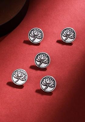 Set Of 5 Circular Divine Lotus Textured Buttons