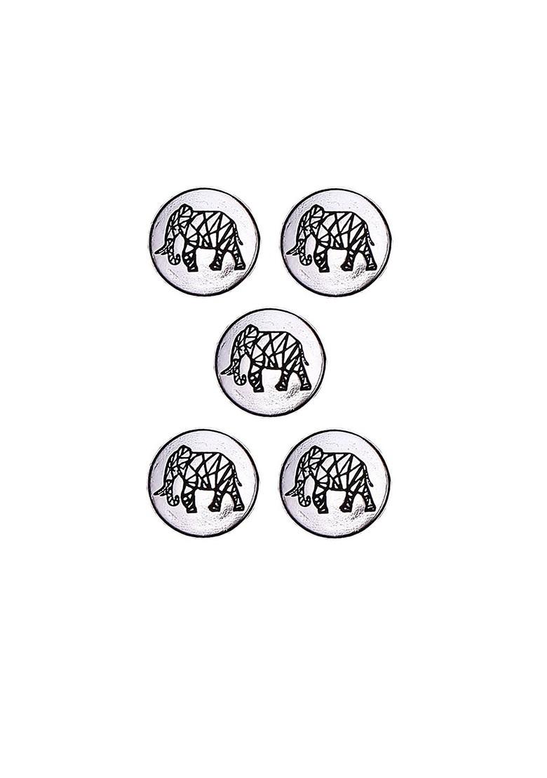 Set Of 5 Circular Elephant Textured Buttons