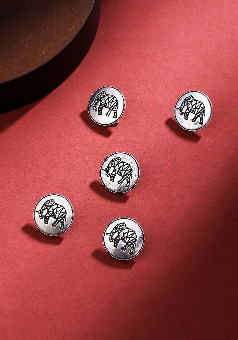Set Of 5 Circular Elephant Textured Buttons