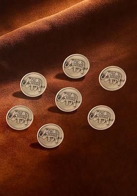 Set Of 7 Circular Royal Elephant Textured Buttons