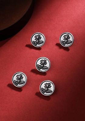 Set Of 5 Circular Lotus Magic Textured Buttons