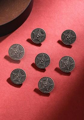 Set Of 7 Circular Cosmic Textured Buttons