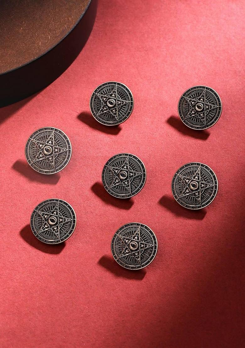 Set Of 7 Circular Cosmic Textured Buttons