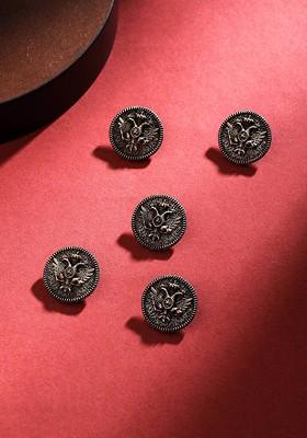 Set Of 5 Circular Daring Deer Textured Buttons