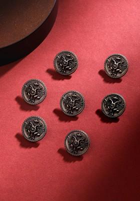 Set Of 7 Circular Daring Deer Textured Regal Defenders Buttons