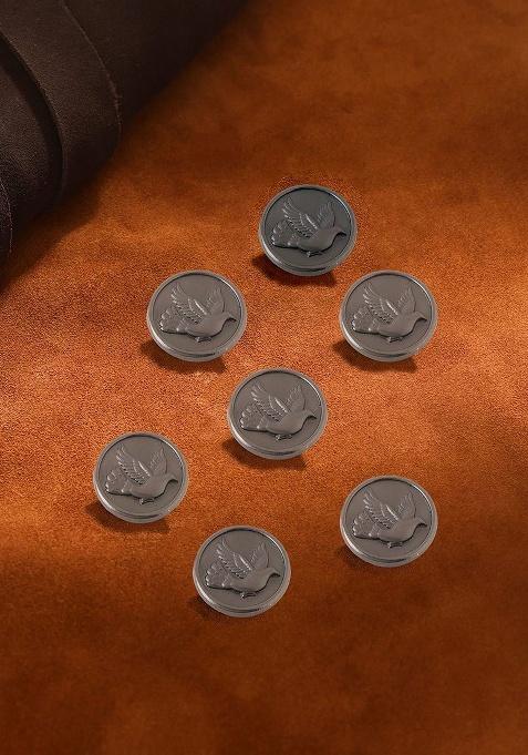 Set Of 7 Circular Flying Bird Textured Buttons