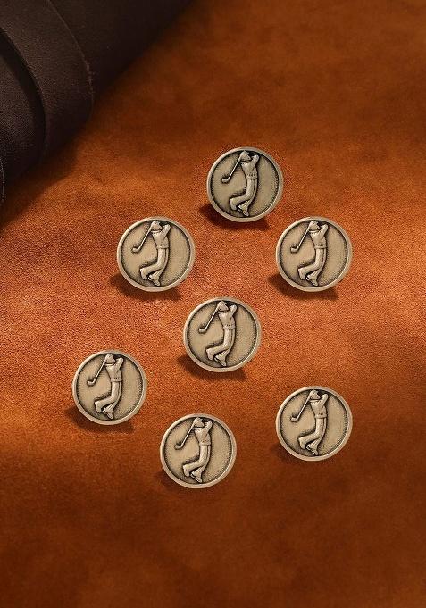 Men Set Of 7 Golfer Buttons
