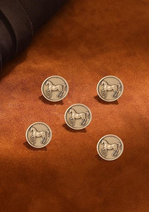 Men Set Of 5 Stallion Shimmer Buttons Brooch