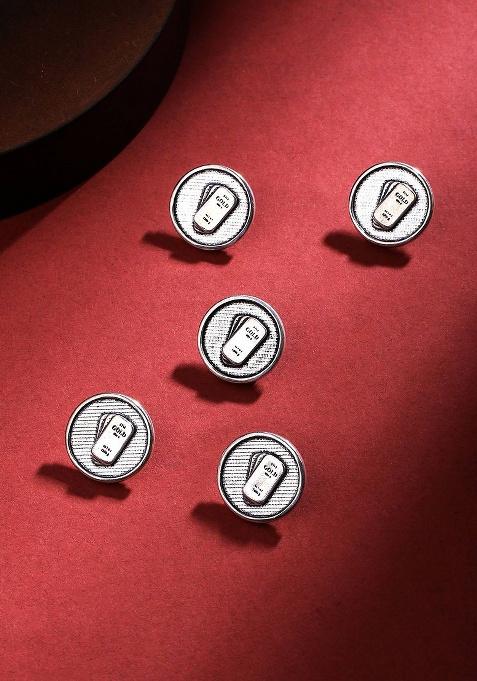 Men Set Of 5 Gold Biscuit Brooch Buttons