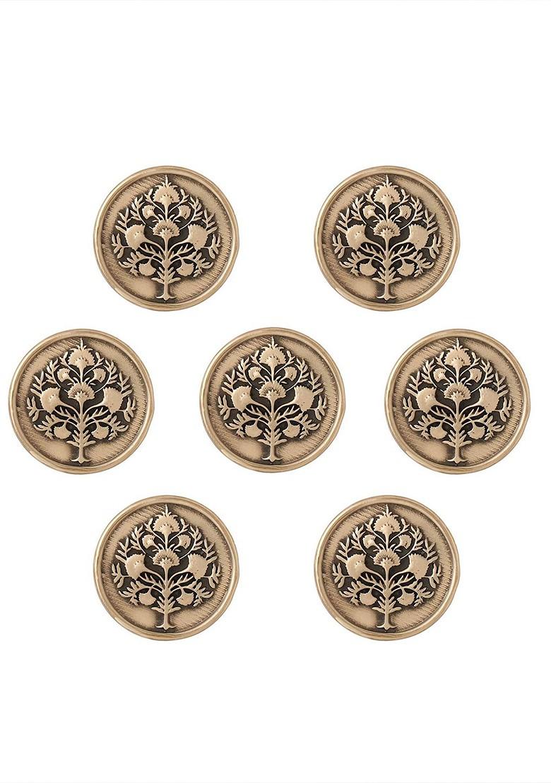 Men Set Of 7 Tree Motif Brooches