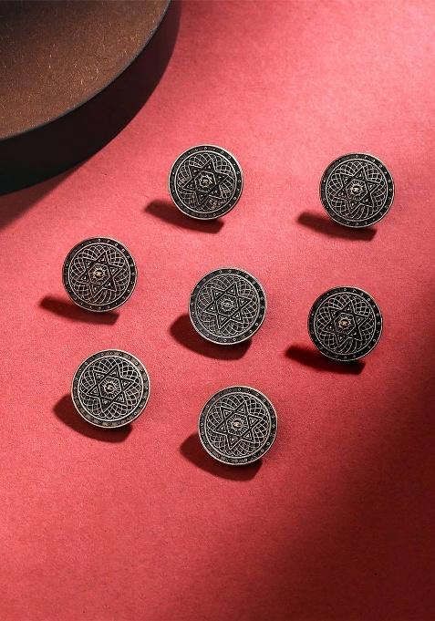 Men Set Of 7 Spiral Starburst Buttons