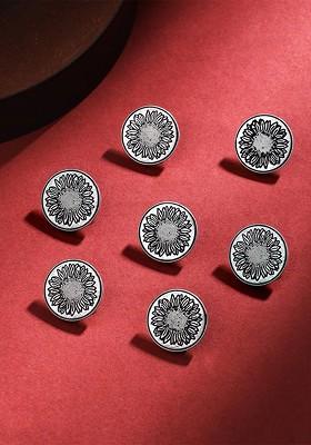 Men Set Of 7 Sunflower Glitter Buttons