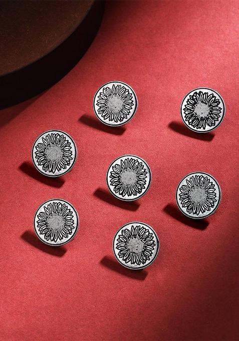 Men Set Of 7 Sunflower Glitter Buttons