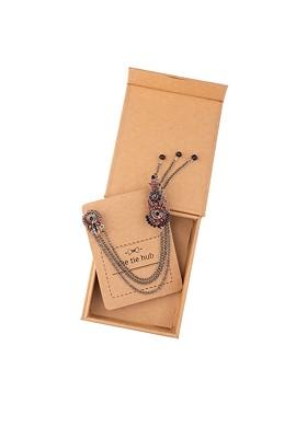 Men Flower Pot Chain Lapel Pin
